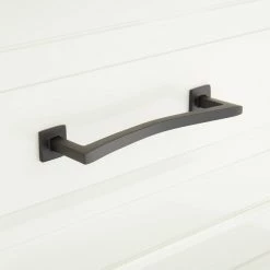 Signature Hardware Arvo 7/8 x 5 in. Brass Cabinet Pull in Satin Brass