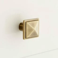 Signature Hardware Bresnick 1 in. Brass Pyramid Cabinet Knob in Antique Brass