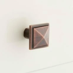 Signature Hardware Bresnick 1 in. Brass Pyramid Cabinet Knob in Antique Copper