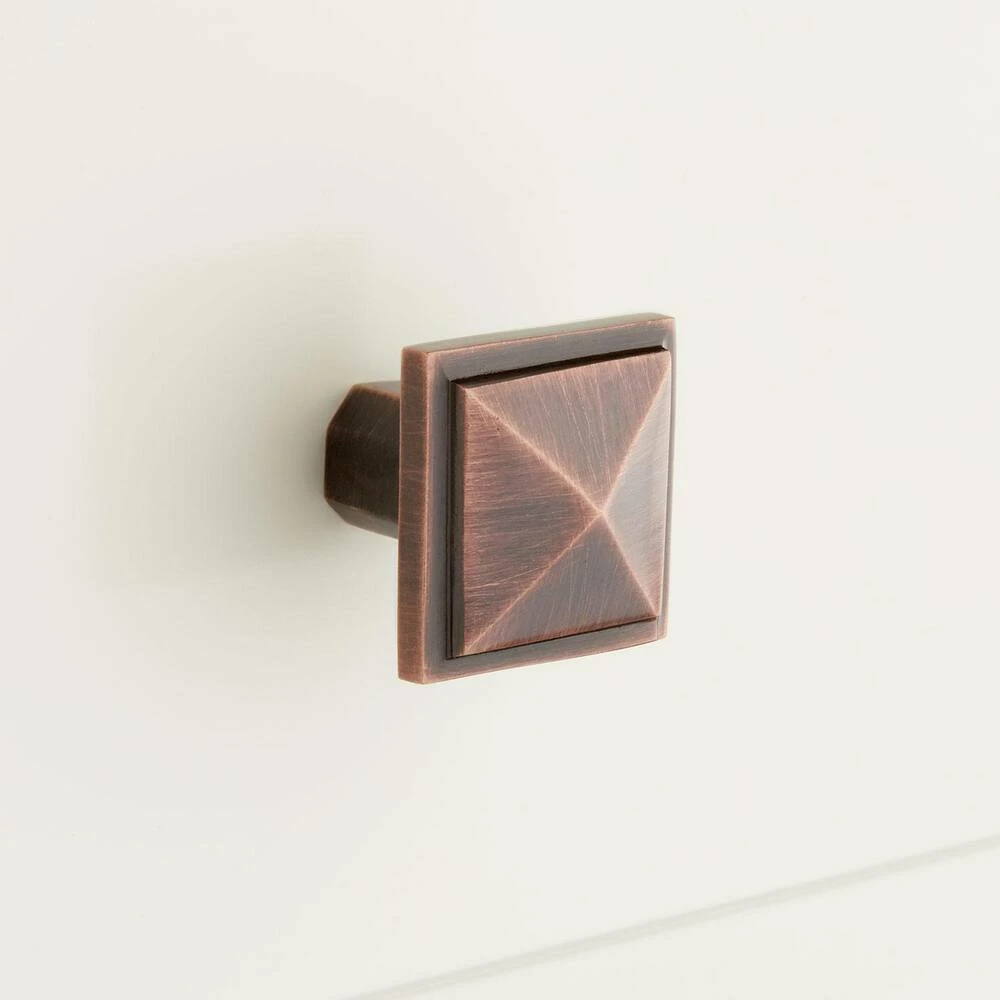 Signature Hardware Bresnick 1 in. Brass Pyramid Cabinet Knob in Antique Copper