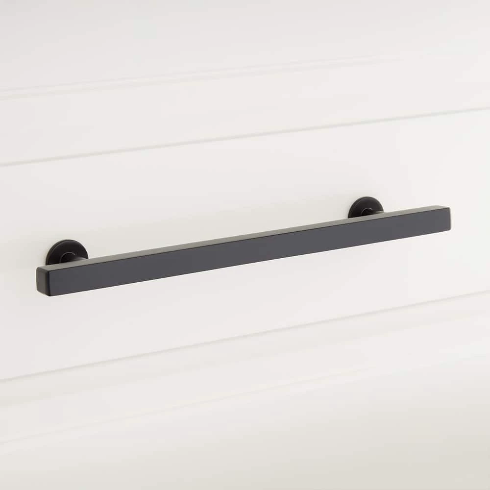 Signature Hardware Diehl 6 in. Rectangular Adjustable Cabinet Pull in Matte Black