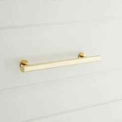 Signature Hardware Diehl 8 in. Adjustable Solid Brass Round Drawer Pull in Polished Brass