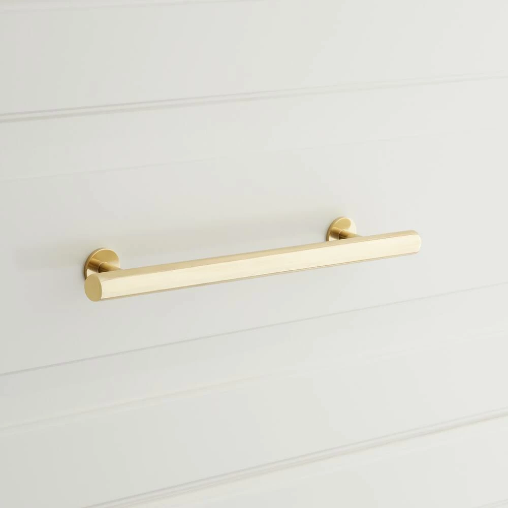Signature Hardware Diehl 8 in. Adjustable Solid Brass Round Drawer Pull in Polished Brass
