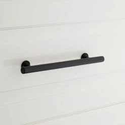 Signature Hardware Diehl 8 in. Adjustable Solid Brass Round Drawer Pull in Satin Black