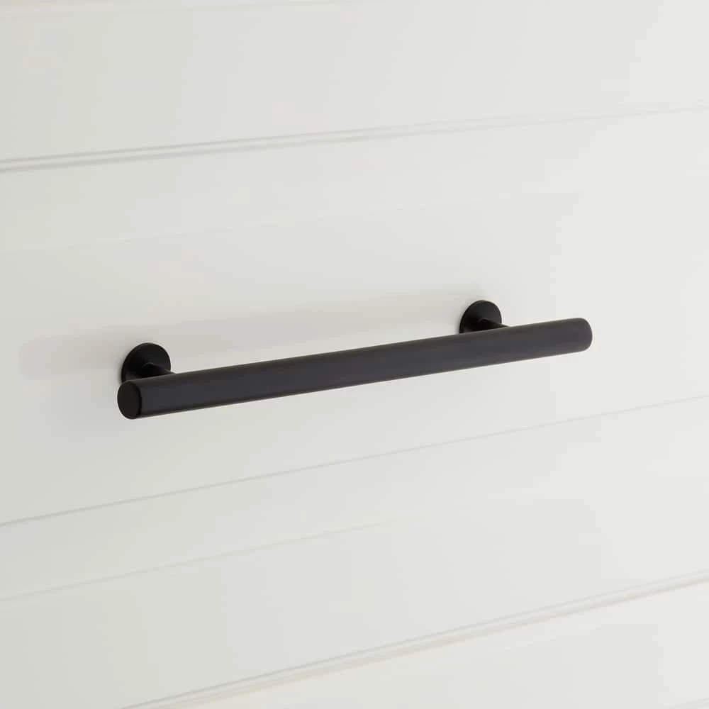 Signature Hardware Diehl 8 in. Adjustable Solid Brass Round Drawer Pull in Satin Black
