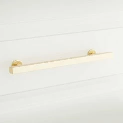 Signature Hardware Diehl 8 in. Rectangular Adjustable Cabinet Pull in Polished Brass