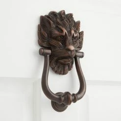 Signature Hardware Lion 4-3/4 in. Brass Door Knocker in Oil Rubbed Bronze