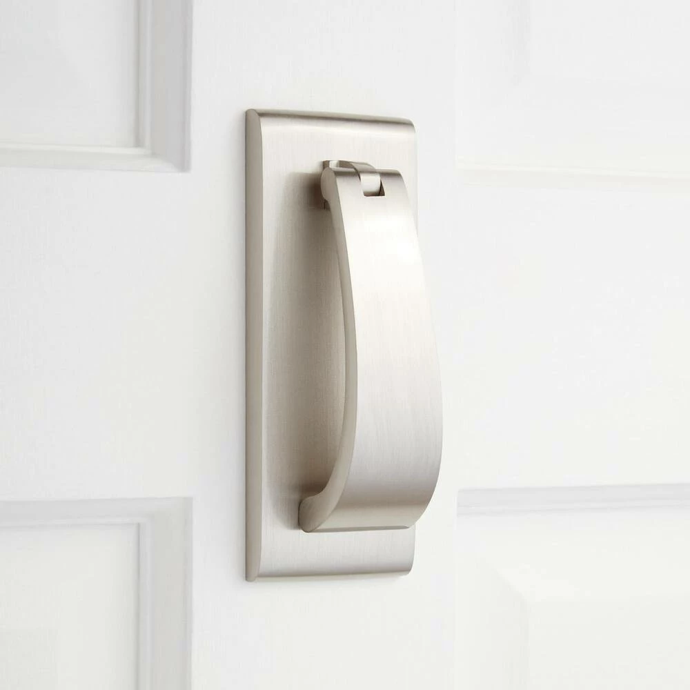 Signature Hardware Spahn Brass Door Knocker in Satin Nickel