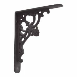 Signature Hardware Fleur de Lis 4-1/4 in. Cast Iron Shelf Bracket in Black Powder Coat