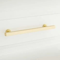 Signature Hardware Diehl 8 in. Rectangular Adjustable Cabinet Pull in Satin Brass