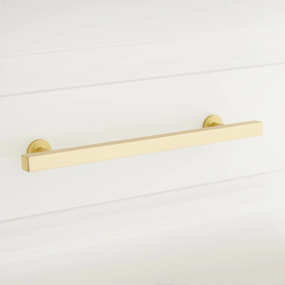 Signature Hardware Diehl 8 in. Rectangular Adjustable Cabinet Pull in Satin Brass