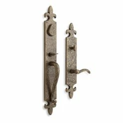 Signature Hardware Griggs Brass Entrance Set with Rectangular Dummy Door Knob in Satin Brass