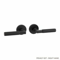 Signature Hardware Satcher Brass Handle Right Hand Privacy Interior Door Set Lever in Satin Black