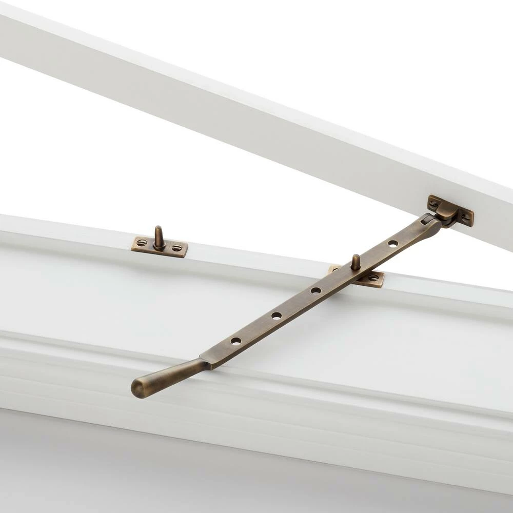 Signature Hardware 10 in. Solid Brass Casement Window Stay in Antique Brass