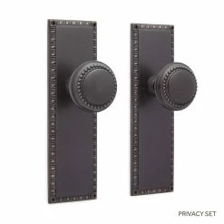 Signature Hardware Bachelet Brass Round Privacy Plate and Knob Set in Oil Rubbed Bronze