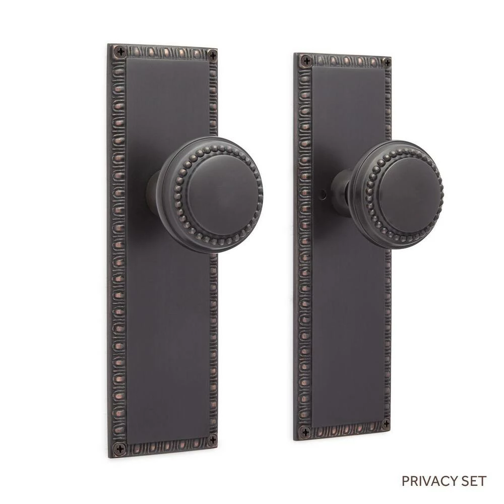 Signature Hardware Bachelet Brass Round Privacy Plate and Knob Set in Oil Rubbed Bronze