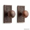 Signature Hardware Traeger 5-1/8 in. Brass Passage Door Set Knob 2-3/4 in. Backset in Antique Brass Passage