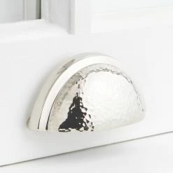 Signature Hardware 3-1/4 in. Hammered Bronze Cup Pull in Polished Nickel
