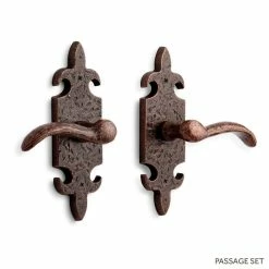 Signature Hardware Cousteau 2-3/4 in. Lever Passage Interior Door Set Left Hand Lever Set in Antique Brass