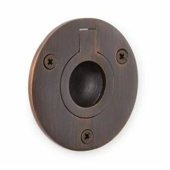 Signature Hardware 2 in. Brass Large Round Recessed Ring Pull in Polished Brass