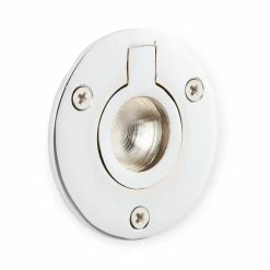 Signature Hardware 2 in. Brass Large Round Recessed Ring Pull in Brushed Nickel