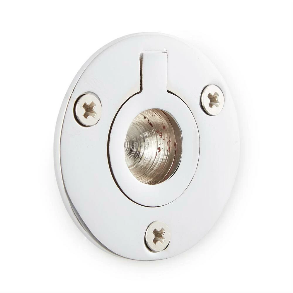 Signature Hardware Small Round Recessed Ring Pull in Brushed Nickel