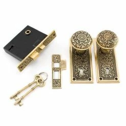 Signature Hardware Rice Brass Mortise Lock Set in Blackened Brass