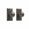 Signature Hardware Marwick Rectangular Sandcast Bronze Privacy Door Knob Set in Dark Bronze
