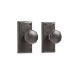 Signature Hardware Marwick Rectangular Sandcast Bronze Privacy Door Knob Set in Dark Bronze