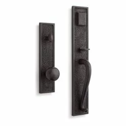 Signature Hardware Traeger 3-1/4 in. Knob Entrance Door Set Entrance Set in Antique Pewter