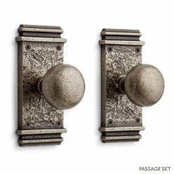 Signature Hardware Griggs 5-7/8 in. Bronze Privacy Door Set Knob 2-3/4 in. Backset in Dark Bronze