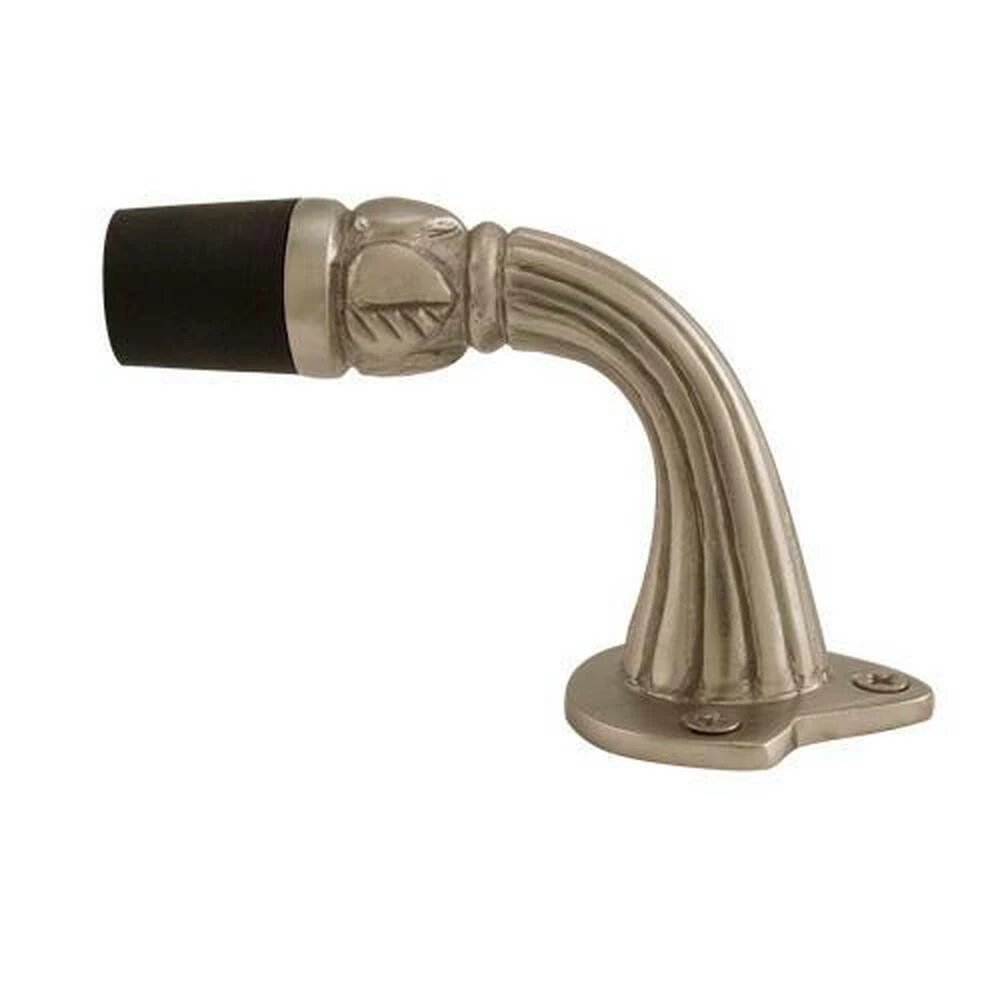 Signature Hardware Leaf 2 in. Brass Floor Mounted Door Stop in Brushed Nickel