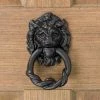 Signature Hardware Lion 3-5/8 in. Hand Forged Iron Door Knocker in Black Powder Coat