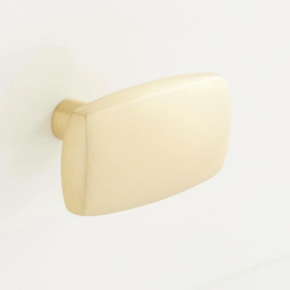 Signature Hardware Avina 1-7/8 in. Brass Rectangular Cabinet Knob in Satin Brass