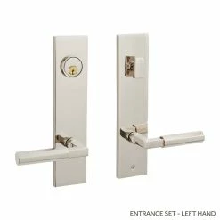 Signature Hardware Yasmeen Brass Handle Entrance Door Set Lever in Polished Nickel