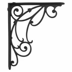 Signature Hardware Winding Scrollwork 13-7/8 in. Aluminum Shelf Bracket in Black Powder Coat