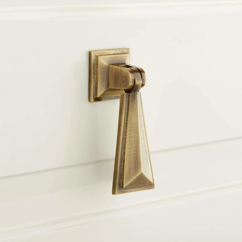 Signature Hardware Bresnick 1 in. Brass Pendant Pull in Antique Brass