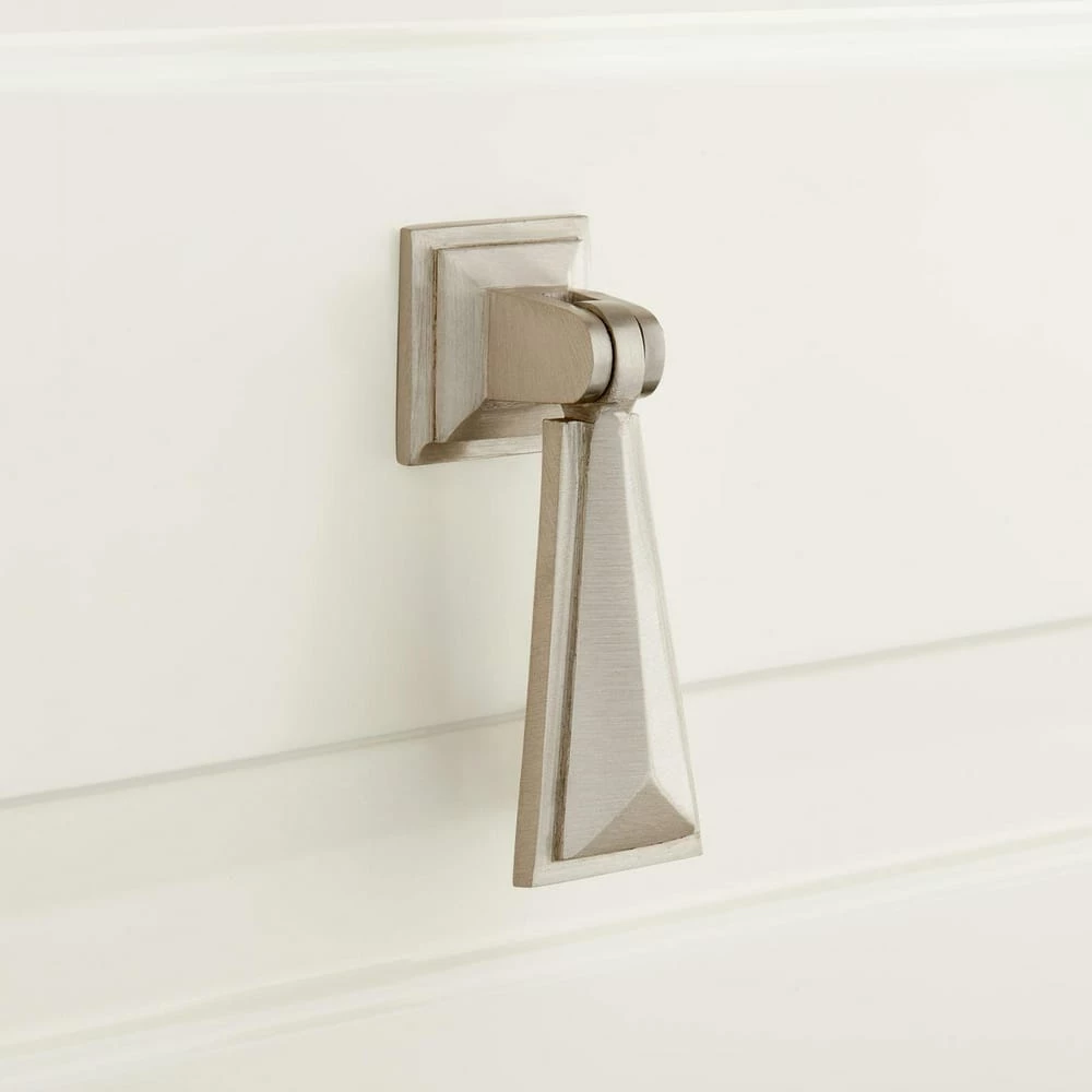 Signature Hardware Bresnick 1 in. Brass Pendant Pull in Brushed Nickel