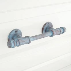 Signature Hardware Keating 5 in. Iron Cabinet Pull in Blue Patina