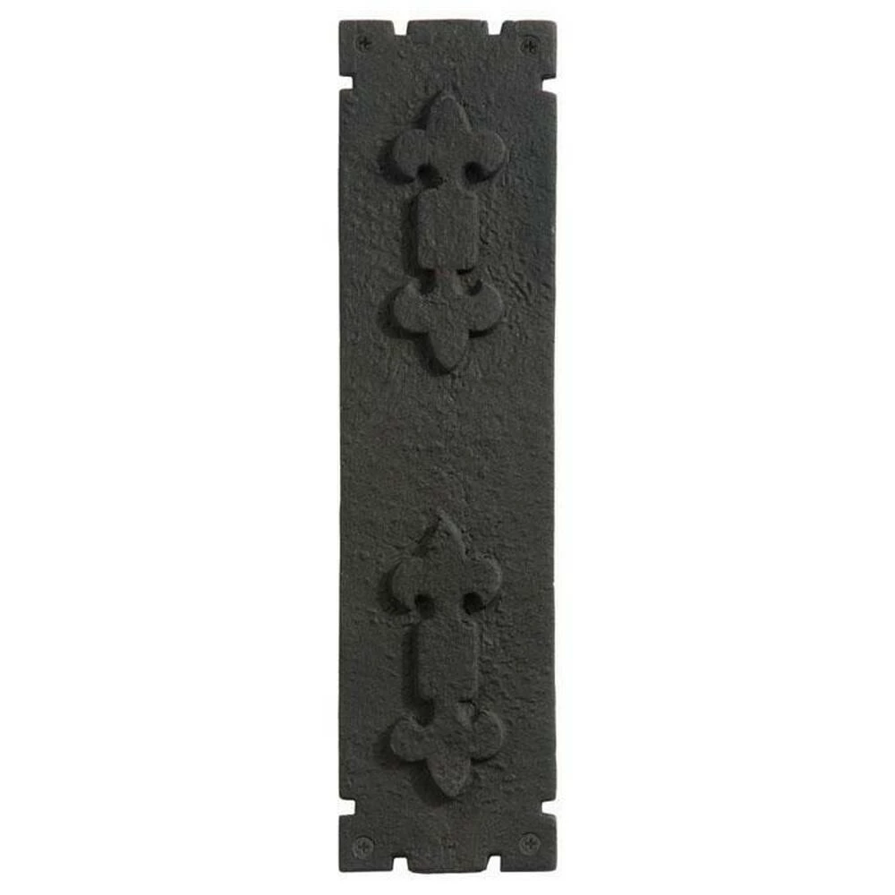Signature Hardware Fleur De Lis 3 in. Iron Push Plate in Black Powder Coat