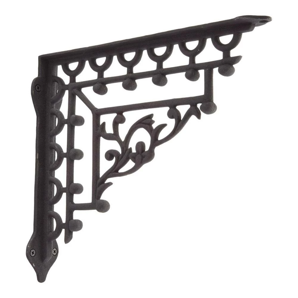 Signature Hardware Mediterranean 10-1/8 in. Iron Shelf Bracket in Black Powder Coat