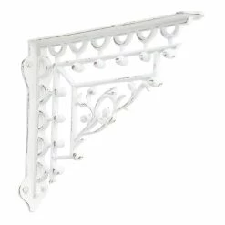 Signature Hardware Mediterranean 10-1/8 in. Iron Shelf Bracket in Distressed White