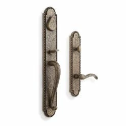 Signature Hardware Marconi Brass Oval Entrance Door Set with Lever Handle in Satin Brass