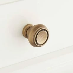 Signature Hardware Cipullo 1 in. Brass Round Cabinet Knob in Satin Brass