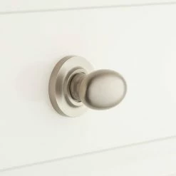 Signature Hardware 1-1/2 x 1-1/2 in. Brass Oval Knob with Beveled Round Base Plate in Satin Brass