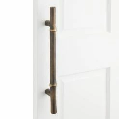 Signature Hardware Bamboo 8 in. Brass Door Pull in Antique Brass