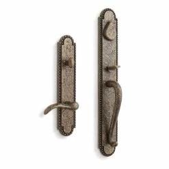 Signature Hardware Marconi Brass Oval Entrance Door Set with Lever Handle in Satin Brass