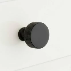 Signature Hardware Arles 1-1/4 in. Brass Round Cabinet Knob in Black