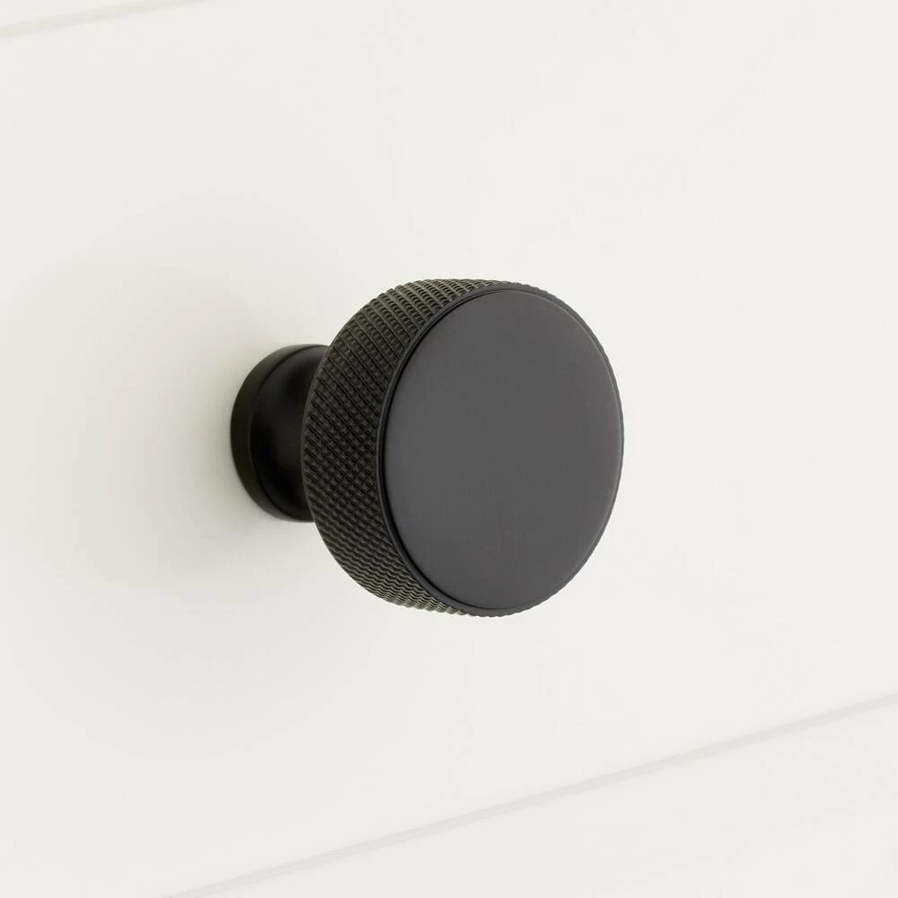 Signature Hardware Arles 1-1/4 in. Brass Round Cabinet Knob in Black