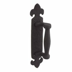 Signature Hardware Fleur de Lis 10-5/8 in. Iron Pull in Black Powder Coat